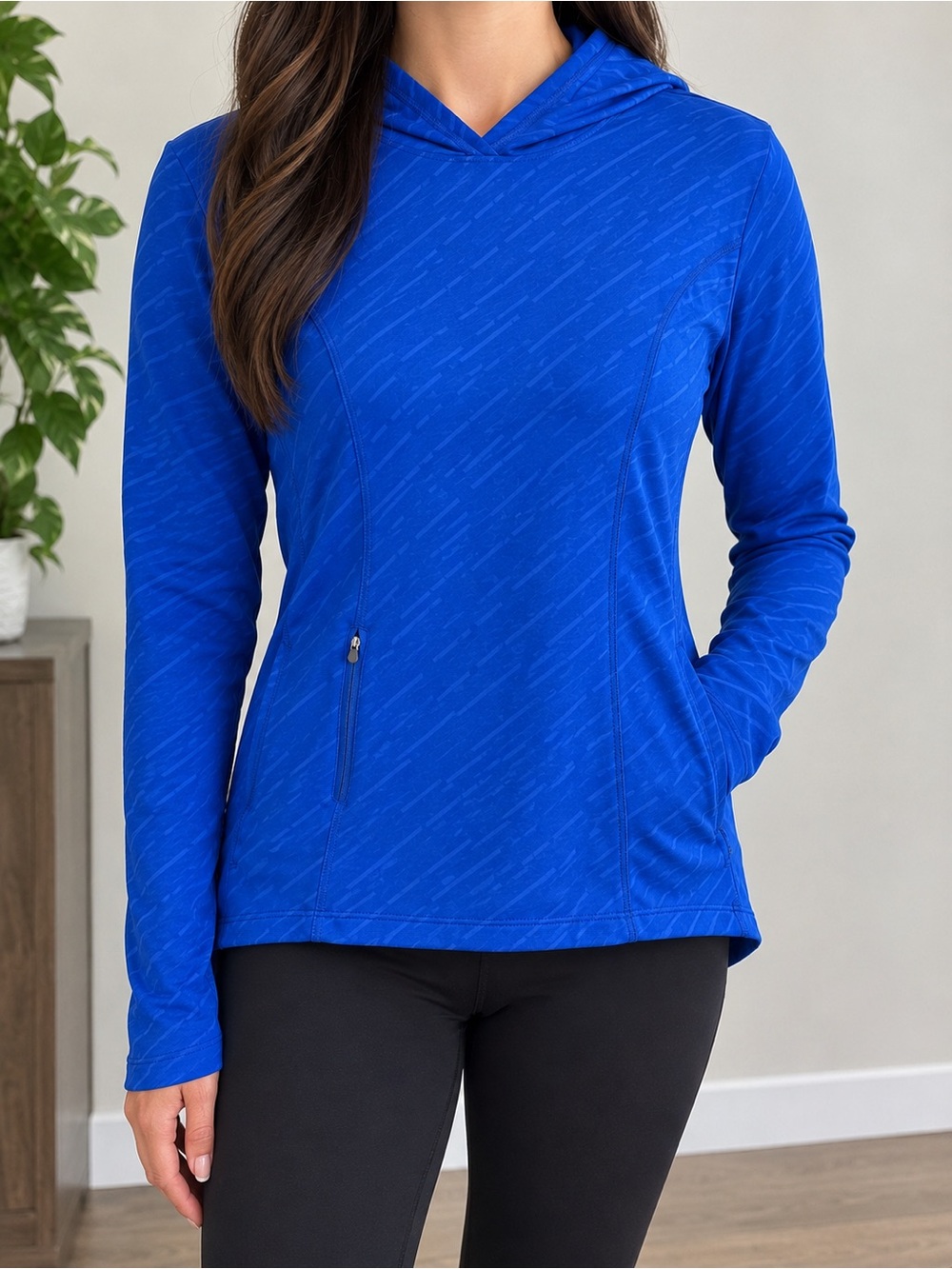 Marika Royal Blue Hooded Long-Sleeve Pullover